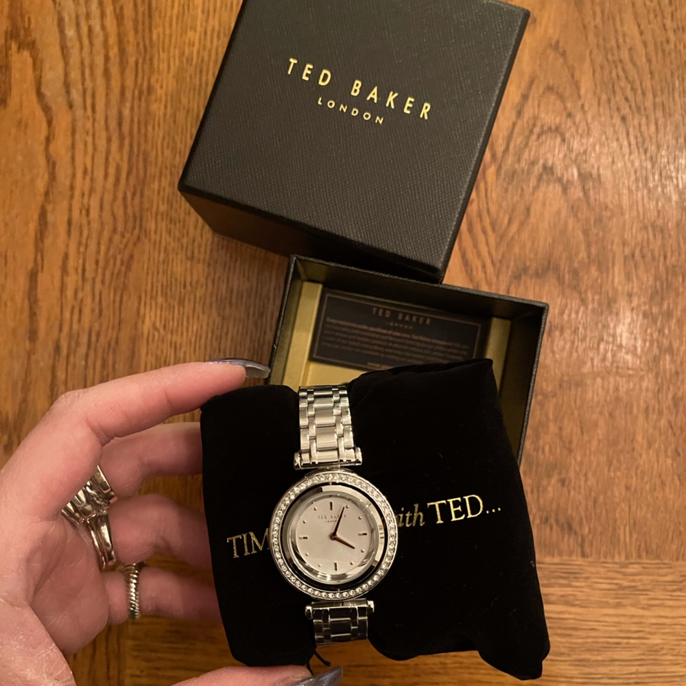 NIB TED BAKER • Stainless Steel 360 Rotating Silver Dial Quartz Watch